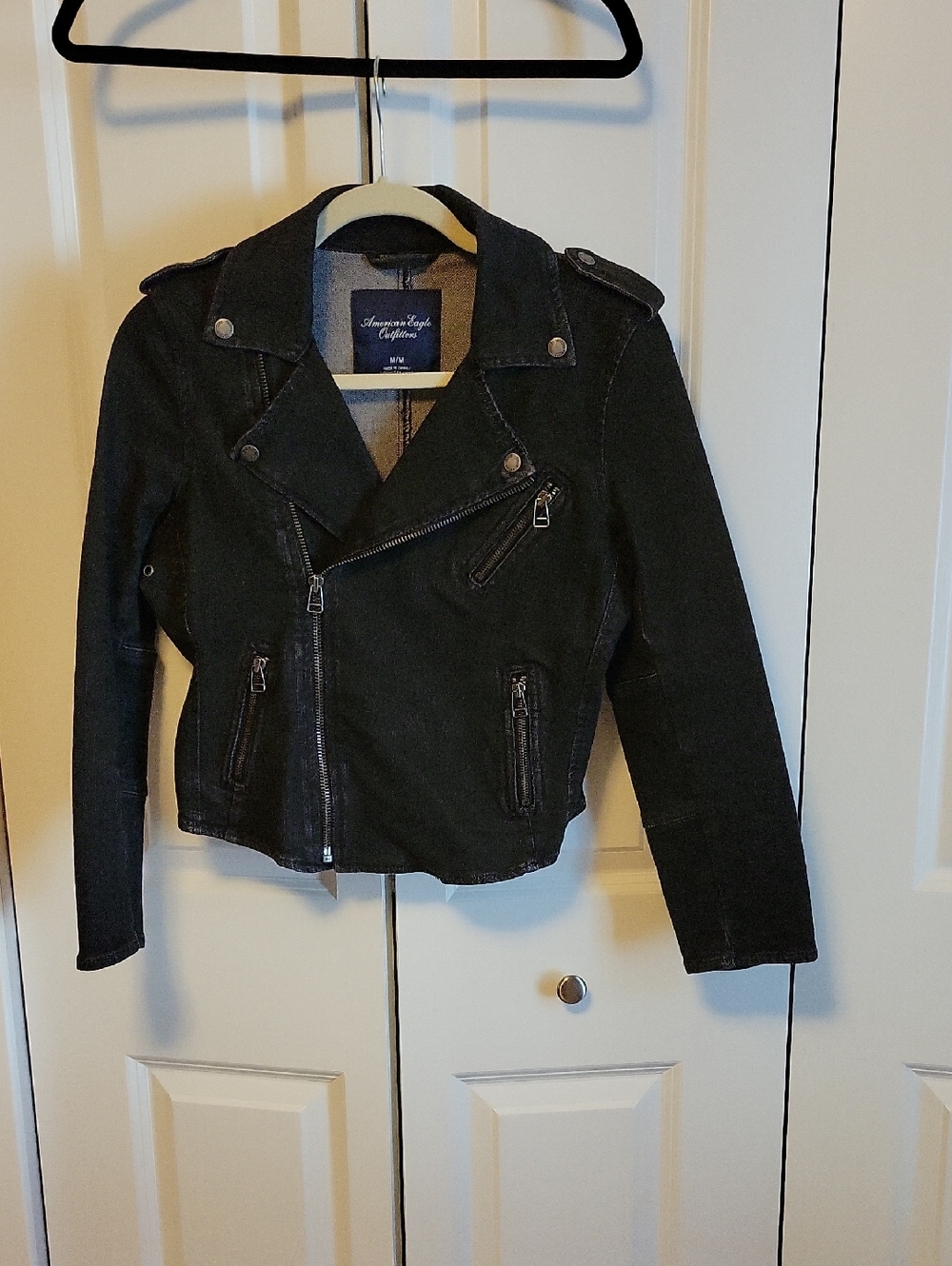 American Eagle Outfitters Black Asymmetric Moto Jacket